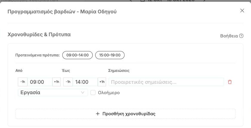 Η ενότητα Χρονοθυρίδες & Πρότυπα
