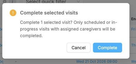 The Complete selected visits confirmation