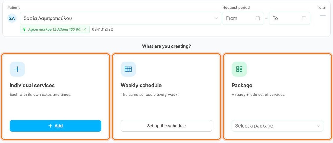 The three ways: Individual services, Weekly schedule and Package