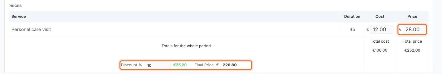 The price changed to 28 and a 10% discount