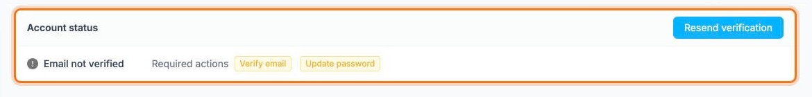 The Account status panel